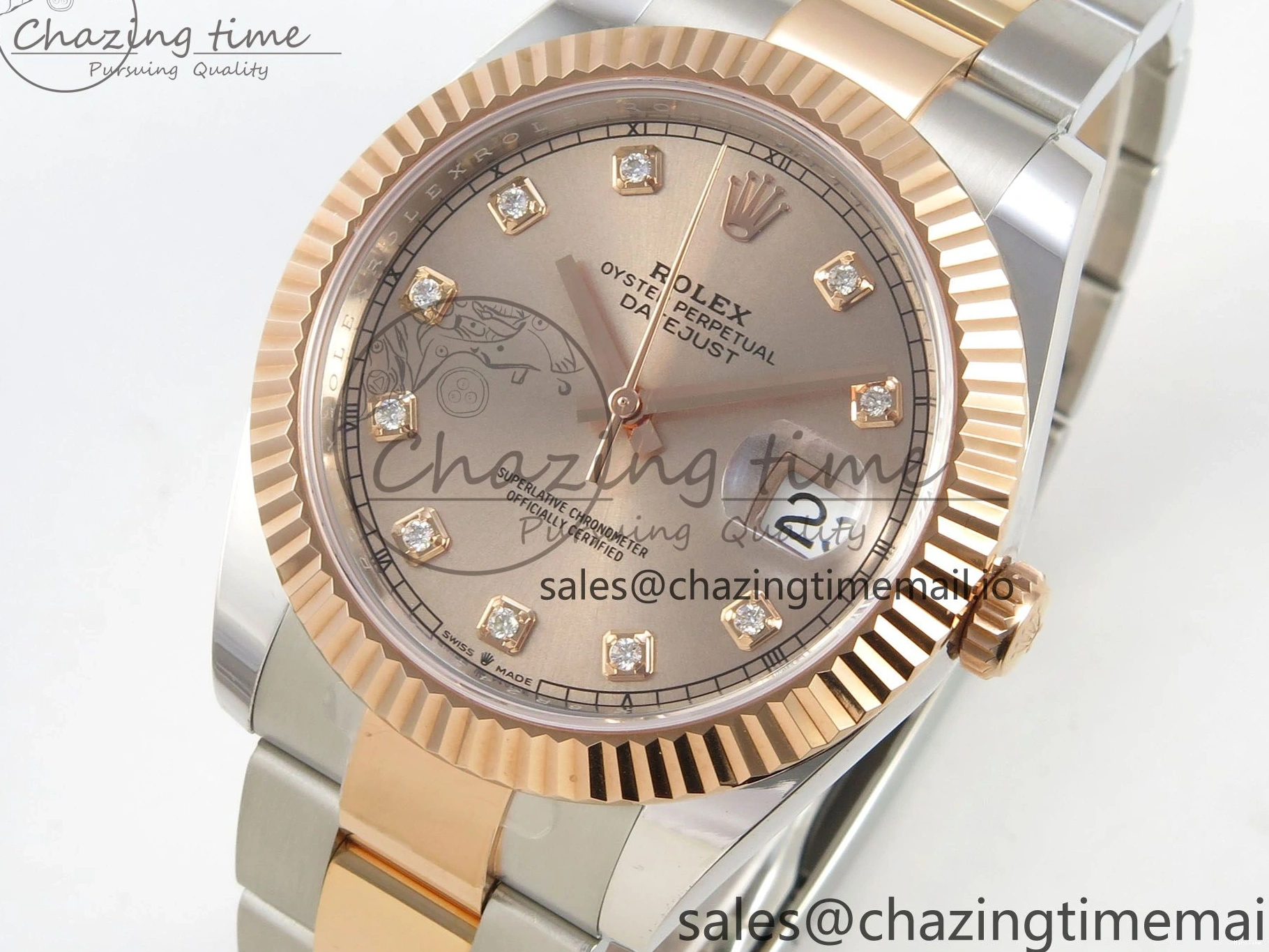 MiroTime 1218 Colorful DateJust 41 126331 SS RG ARF 1:1 Best Edition RG Diamonds Dial on Oyster Bracelet SH3235 (Weighted) 185